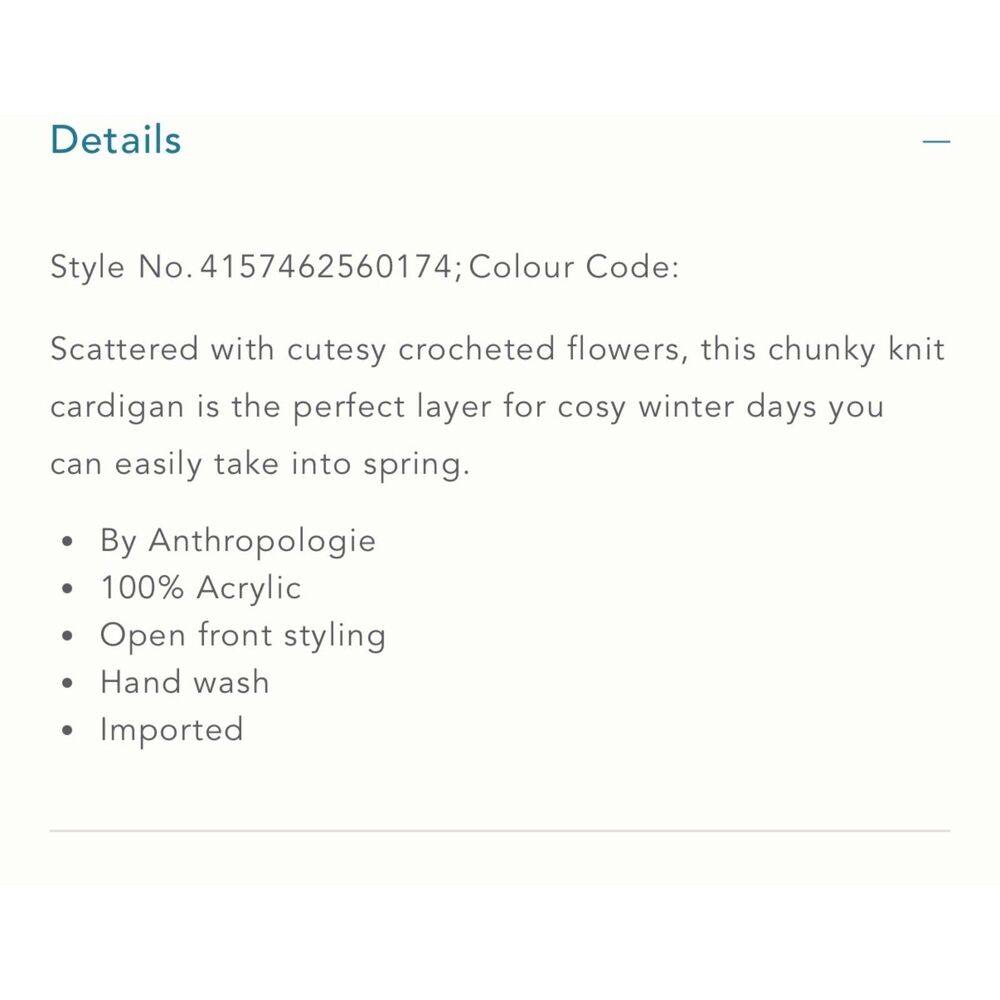 Anthropologie Chunky 3D floral knit Cardigan - Picture 7 of 7